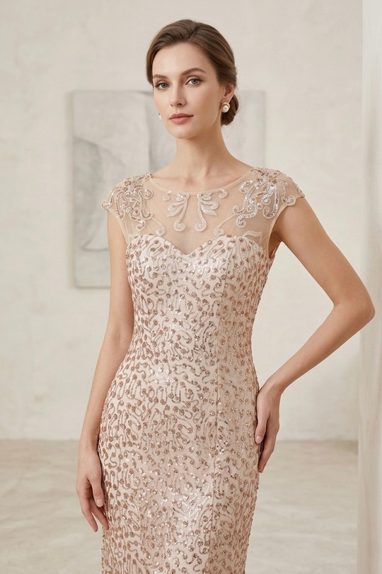 Robes de soirée Femme Beige/Or Alice Desir R0332 Efashion Paris
