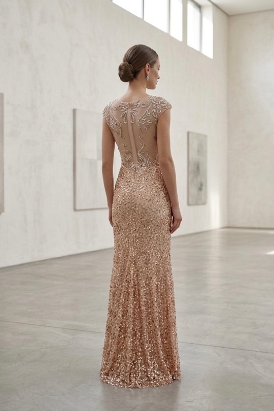 Robes de soirée Femme Beige/Or Alice Desir R0332 Efashion Paris