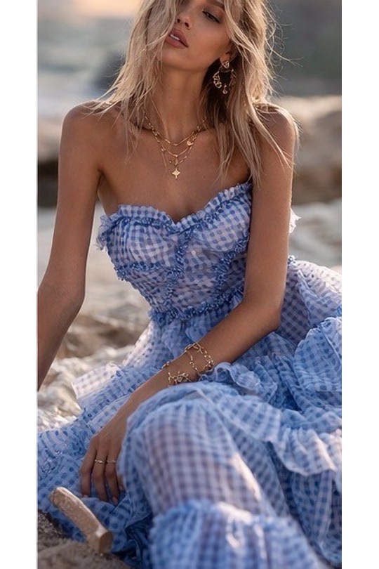 Robes mi-longues Femme Bleu Osley - Mochy R5830 Efashion Paris