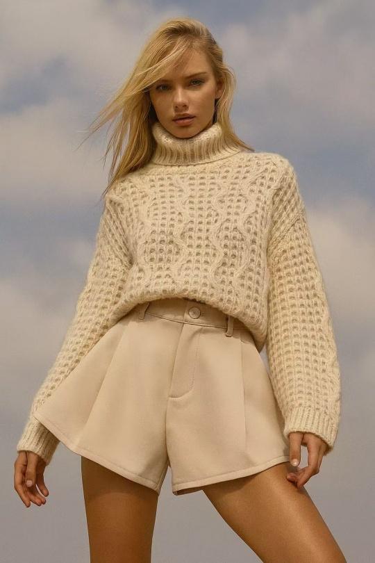 Shorts Femme Beige Osley - Mochy P6615 Efashion Paris