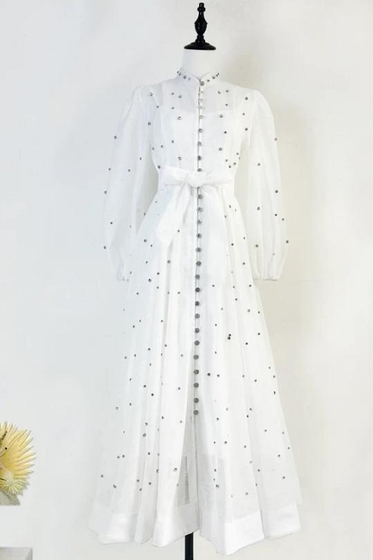 Robes longues Femme Blanc Osley - Mochy R7998 Efashion Paris
