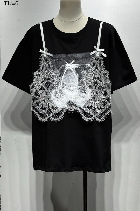 T-shirts Femme Noir Osley - Mochy H10919 Efashion Paris