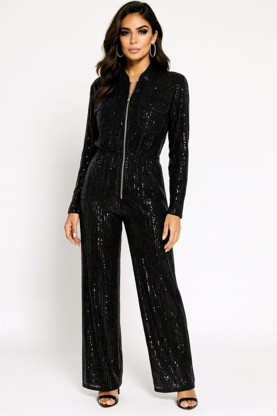 Combinaisons Femme Noir Osley - Mochy CB6326 Efashion Paris