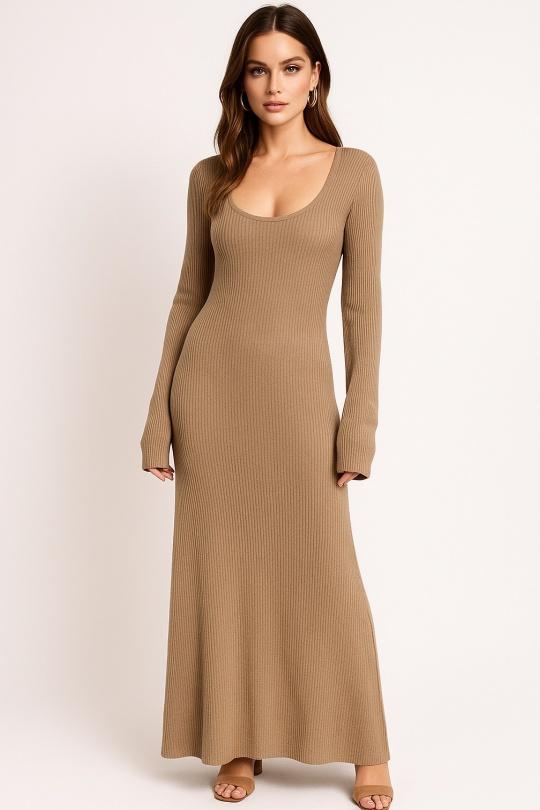 Robes longues Femme Taupe Osley - Mochy PL5373 Efashion Paris