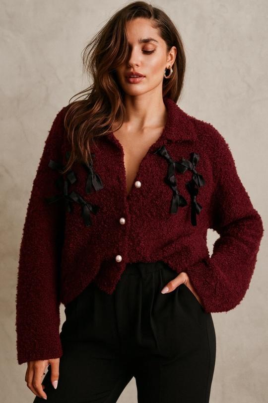 Cardigans Women Burgundy Osley - Mochy PL6889 Efashion Paris