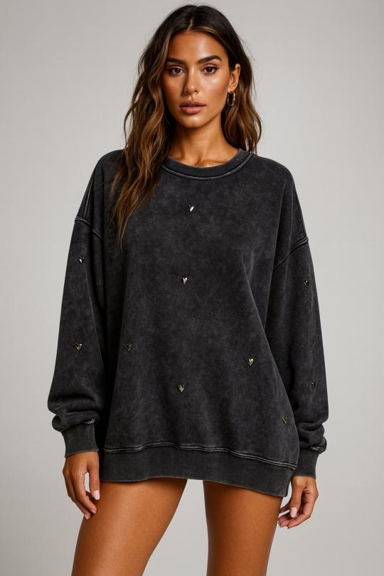 Felpa Donna Black Osley - Mochy H11136 Efashion Paris