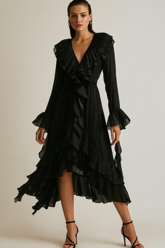 Abiti al polpaccio Donna Black Osley - Mochy R11601 Efashion Paris