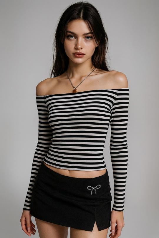 T-shirts Donna Black Osley - Mochy H7737 Efashion Paris
