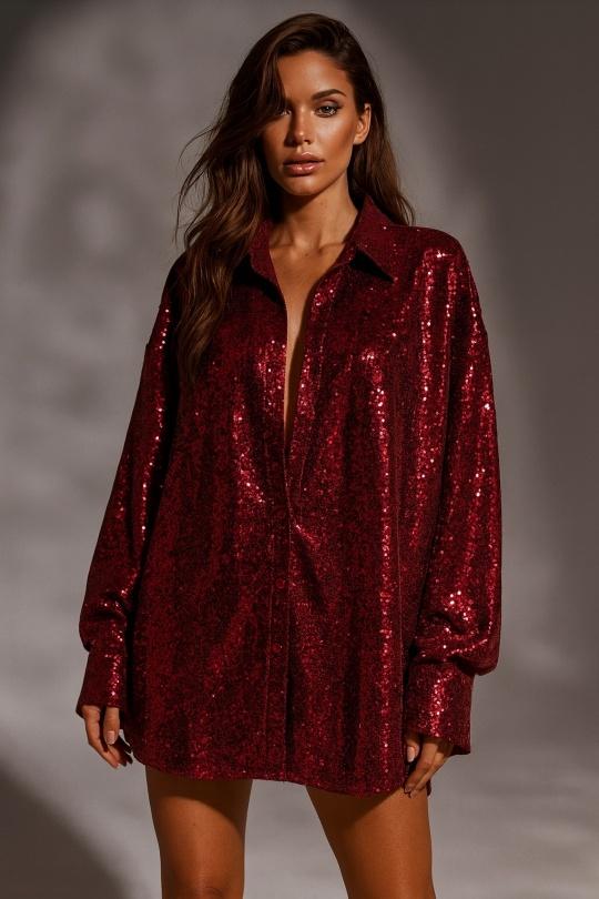 Camisas Mujer Burgundy Osley - Mochy H6236 Efashion Paris