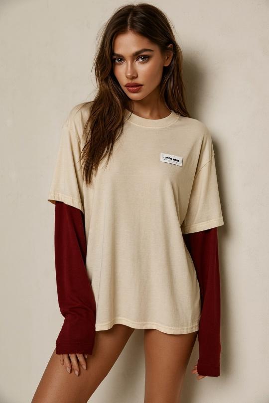 T-shirts Femme Beige Osley - Mochy H7321 Efashion Paris