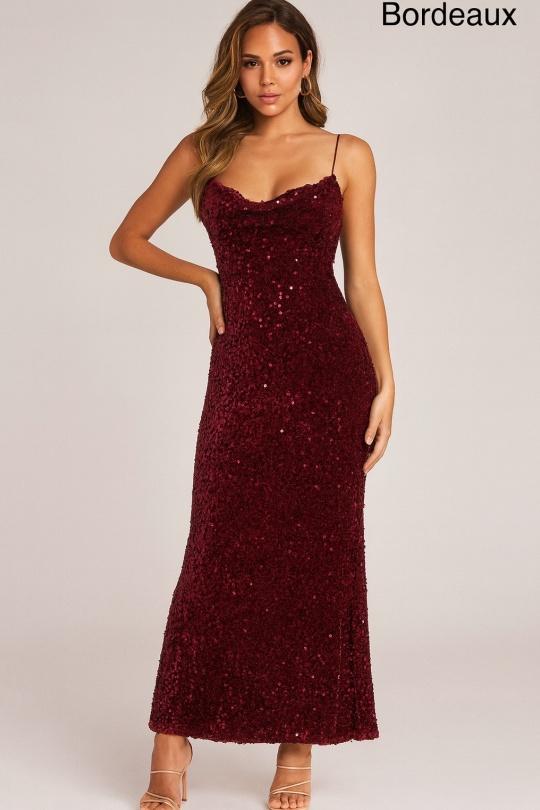 Robes de soirée Femme Bordeaux Osley - Mochy R4188 Efashion Paris