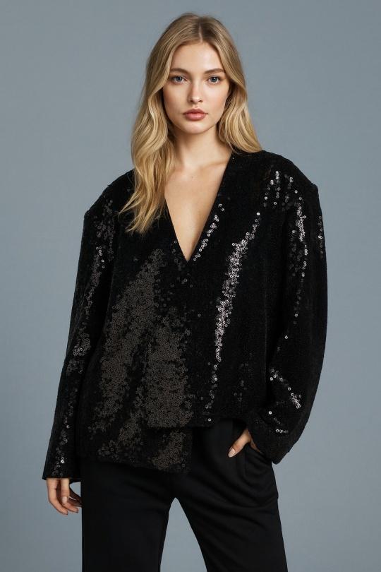 Vestes  Femme Noir Osley - Mochy V10520 Efashion Paris