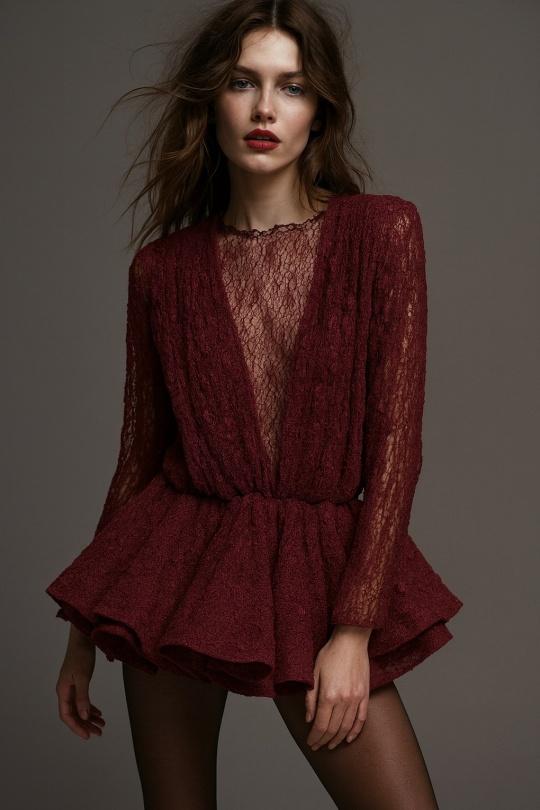 Short dresses Women Burgundy Osley - Mochy H11335 Efashion Paris