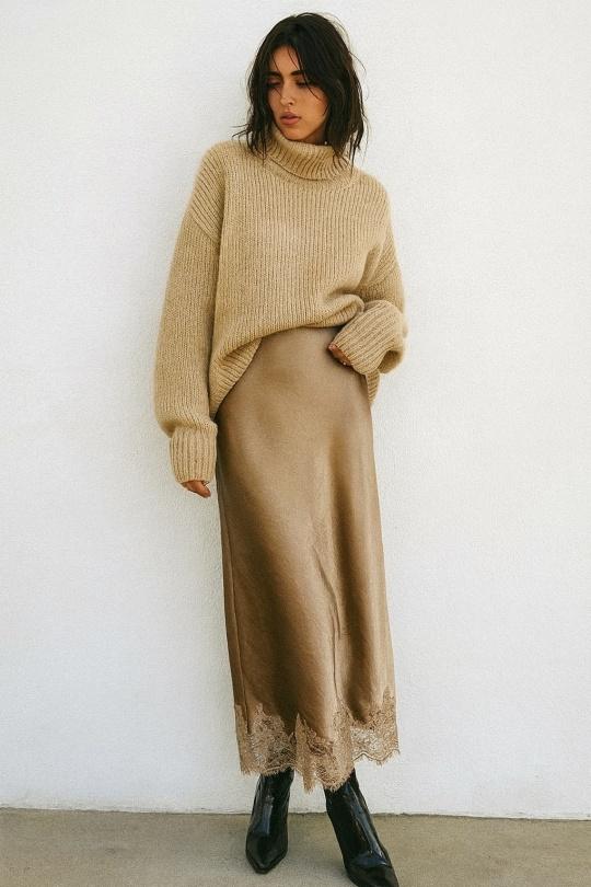 Jupes Femme Taupe Osley - Mochy J12185 Efashion Paris