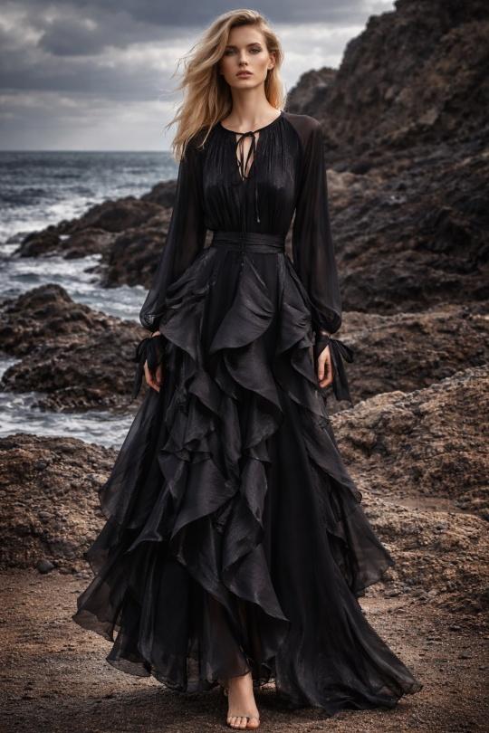 Robes longues Femme Noir Osley - Mochy R12621 Efashion Paris