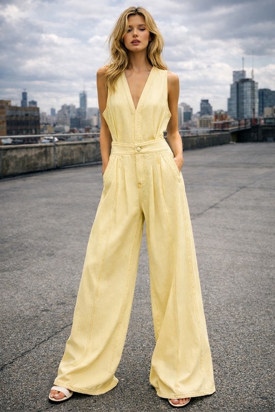 Combinaisons Femme Jaune Osley - Mochy CB12910 Efashion Paris