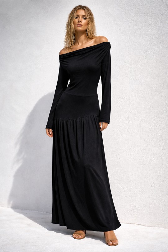 Robes longues Femme Noir Osley - Mochy R12898 #c Efashion Paris