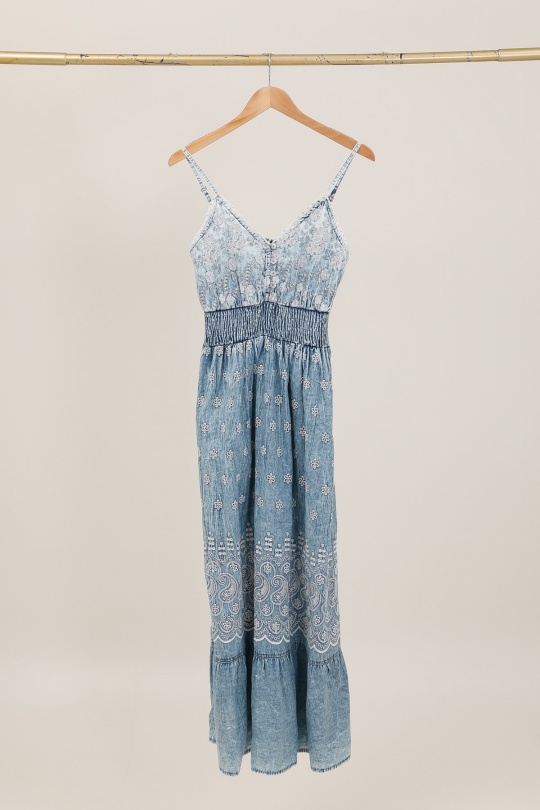 Robes longues Femme Bleu jean CMP55 / DIX-ONZE R2702 Efashion Paris