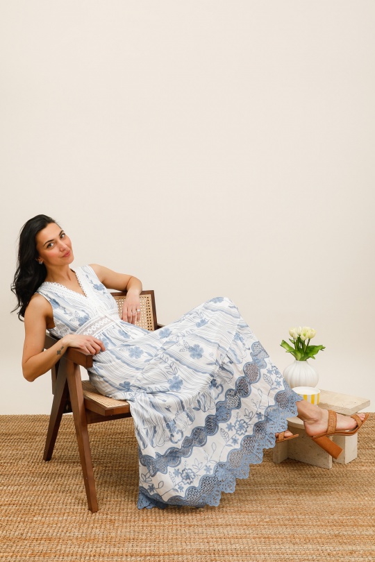 Robes longues Femme Bleu CMP55 / DIX-ONZE 8077 Efashion Paris