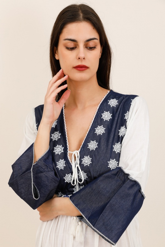 Robes longues Femme Blanc/Marine CMP55 / DIX-ONZE R15346 Efashion Paris