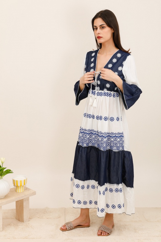 Robes longues Femme Blanc/Marine CMP55 / DIX-ONZE R15346 Efashion Paris