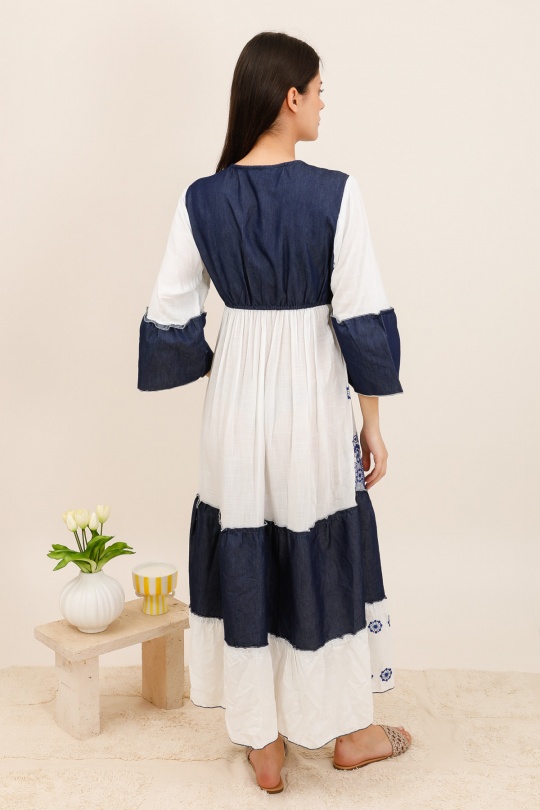 Robes longues Femme Blanc/Marine CMP55 / DIX-ONZE R15346 Efashion Paris