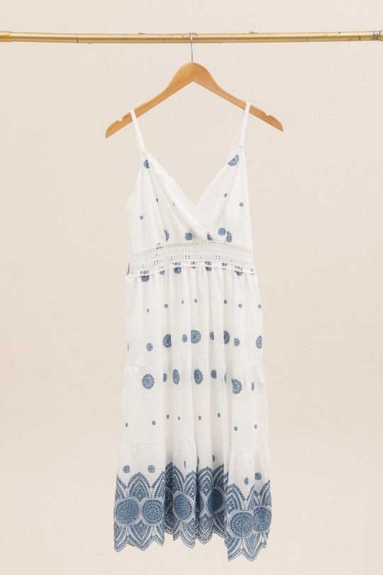 Robes mi-longues Femme Beige/Blanc CMP55 / DIX-ONZE 8073-1 #c Efashion Paris