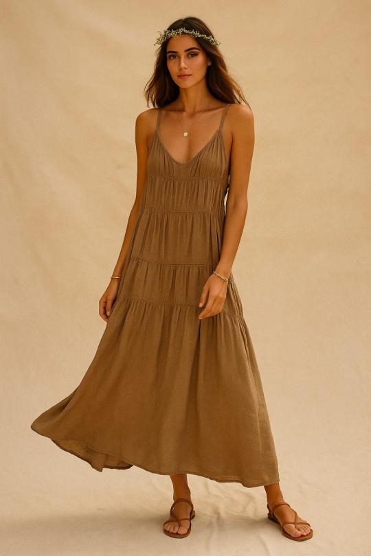 Robes longues Femme Camel GARÇONNE C8015L Efashion Paris