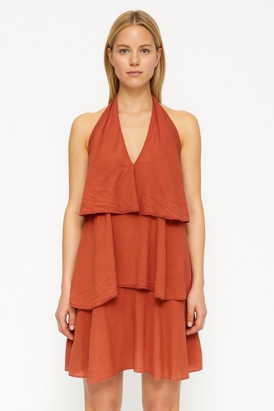Robes courtes Femme Rouge orangé GARÇONNE S25377 Efashion Paris