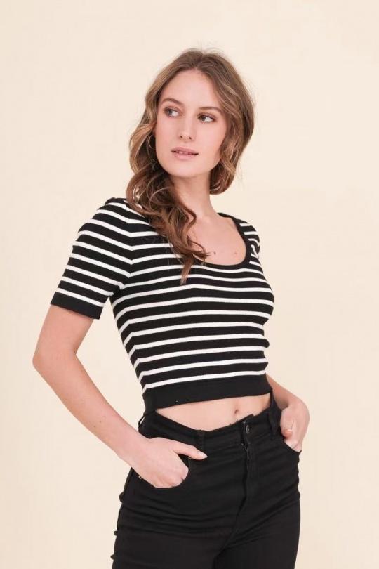 Tops Femme Noir blanc Elenza By L& L 6958 Efashion Paris