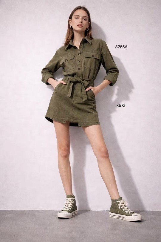 Robes courtes Femme Kaki Elenza By L& L 3265 Efashion Paris