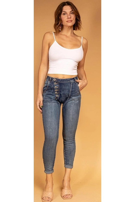 Jeans Women DENIM BLUE MOZZAAR FOREVER F051 #c Efashion Paris