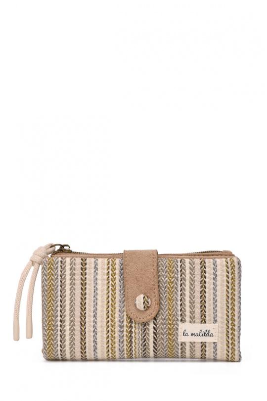 Petite maroquinerie Maroquinerie Beige A&E M119-72-STRIPE-BEIGE Efashion Paris