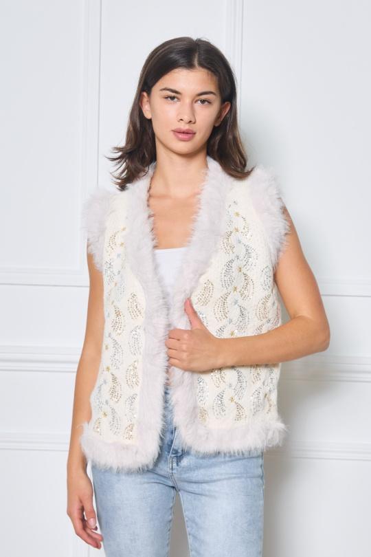 Gilets Femme Blanc FRIME 5385 Efashion Paris