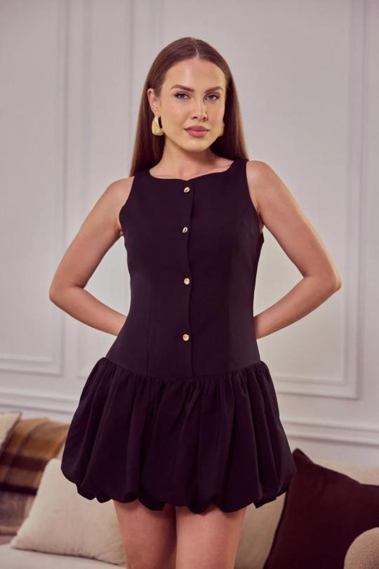 Robes courtes Femme Noir FRIME 5622 Efashion Paris