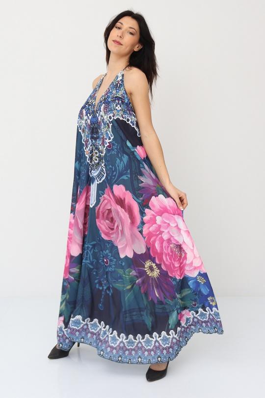 Robes longues Femme Bleu FRIME 5095 Efashion Paris