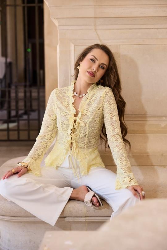 Tops Femme Jaune FRIME 5641 Efashion Paris