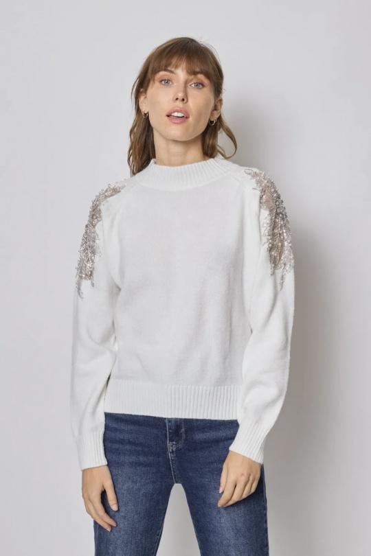 Pulls Femme Blanc FRIME 607 Efashion Paris