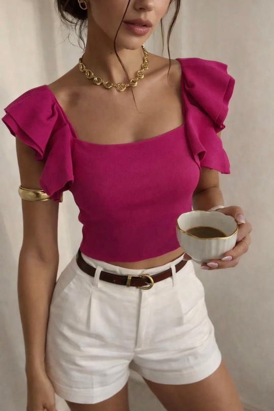 Tops Femme Fushia FRIME FM2337 Efashion Paris