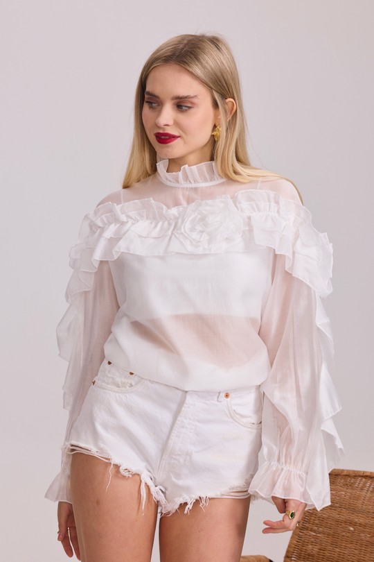 Tops Femme Blanc FRIME 2617 Efashion Paris