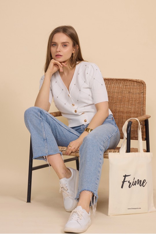 Tops Femme Blanc FRIME 563 Efashion Paris