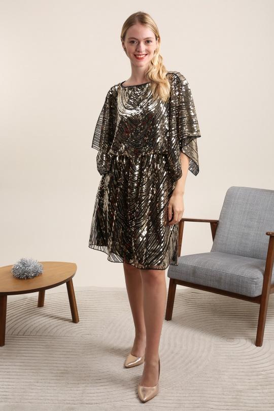 Robes mi-longues Femme Or MELENA DIFFUSION 20226 Efashion Paris