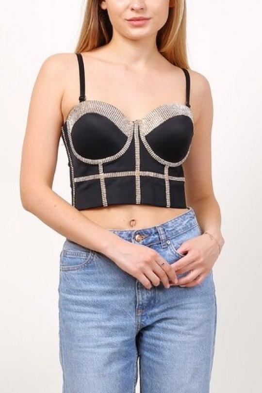Top Donna Black/gold MELENA DIFFUSION 0731 Efashion Paris