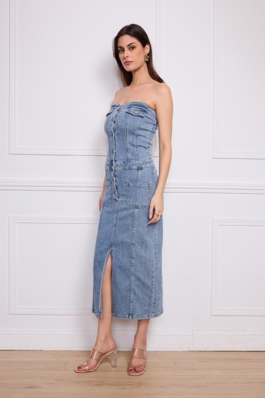 Robes longues Femme Bleu clair MELENA DIFFUSION E2861 Efashion Paris