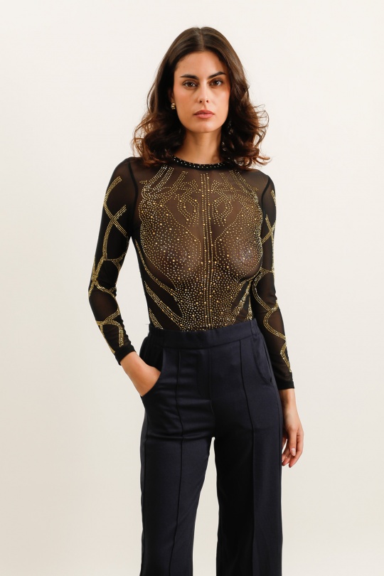 Bodies Femme Noir/doré MELENA DIFFUSION 8039 Efashion Paris