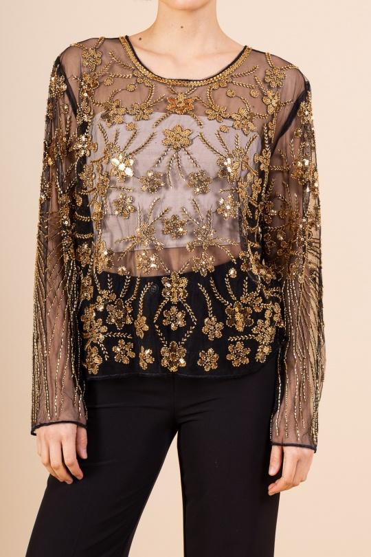 Tops Femme Noir/doré MELENA DIFFUSION ST090 Efashion Paris