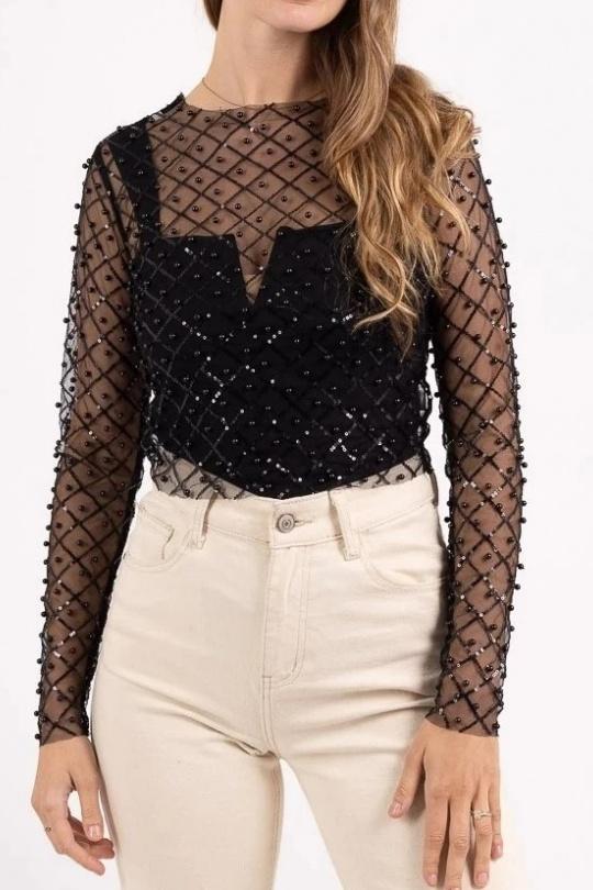 Top Donna Black MELENA DIFFUSION 20805 Efashion Paris