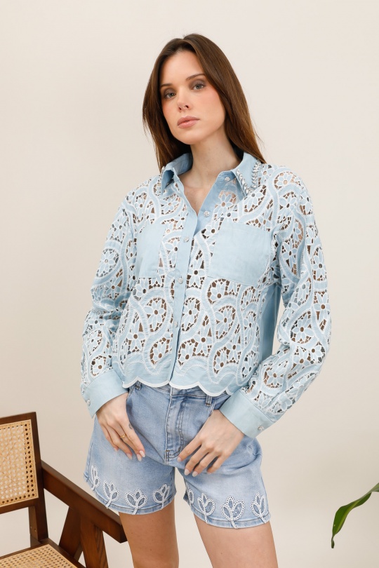 Chemises Femme Bleu clair MELENA DIFFUSION H3912 Efashion Paris