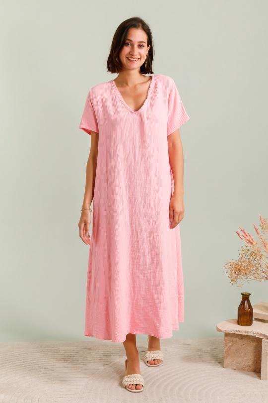 Robes longues Femme Rose bonbon ZELIA 90169 Efashion Paris