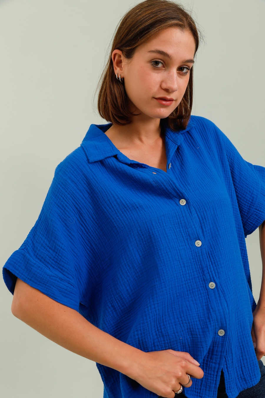 Chemises Femme Bleu royal ZELIA 98447 #c Efashion Paris